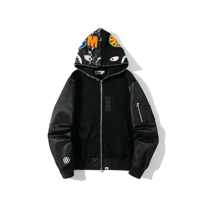 Bape Shark Jacket Hoodie Black Grey