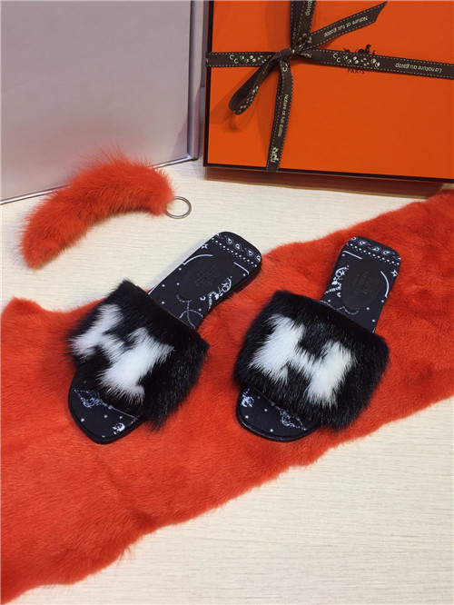 hermes mink slippers replica shoes