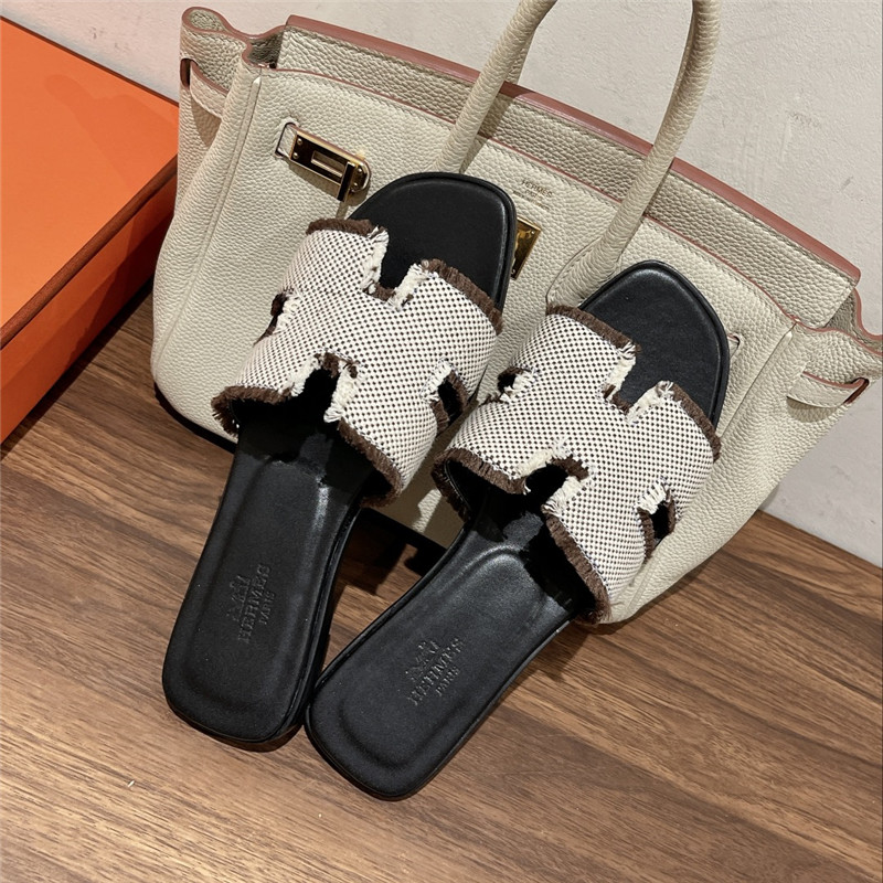 hermes H buckle slippers