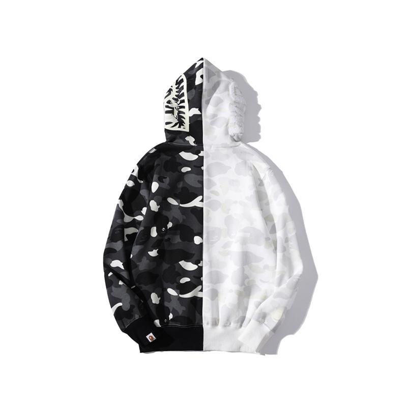 Bape Full Zip Shark Black White Hoodie