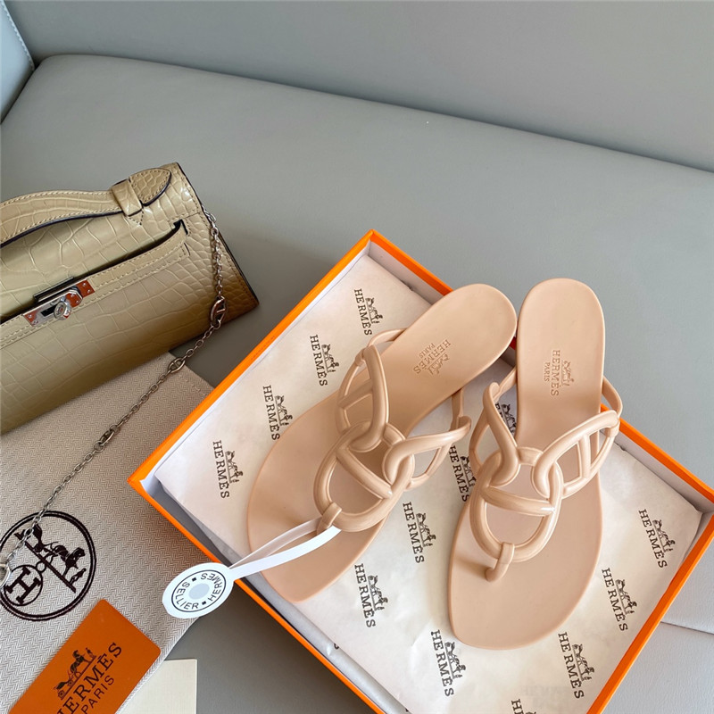 Hermès new pig nose chain flip flops