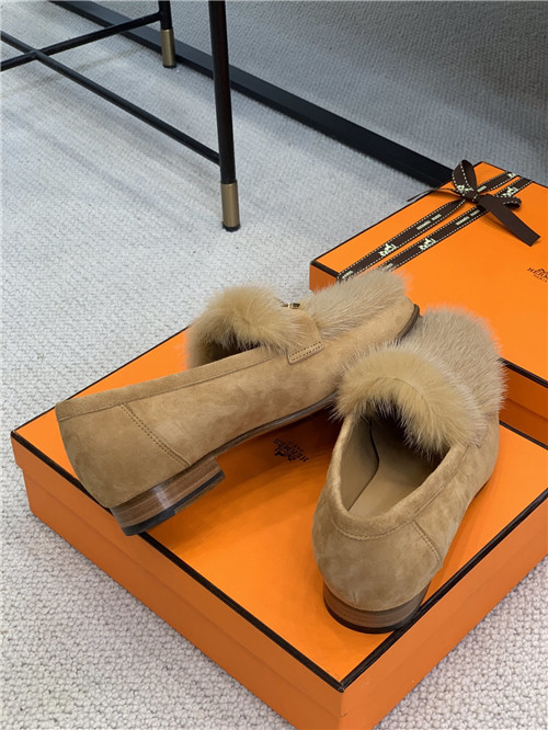 hermes mink loafers shoe