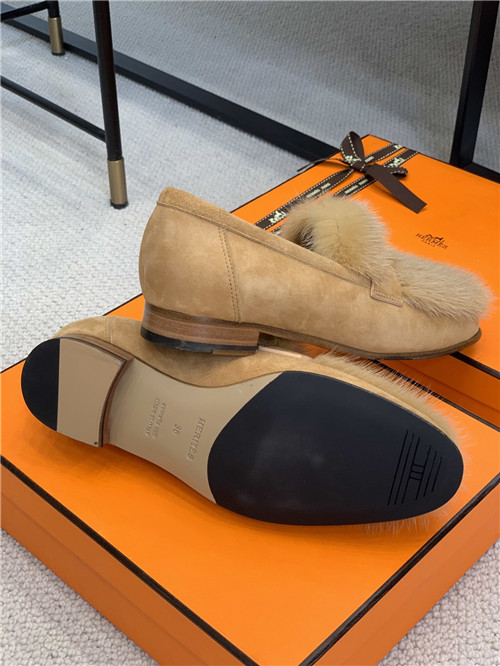 hermes mink loafers shoe