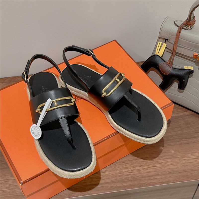 hermes knitted flat sandals
