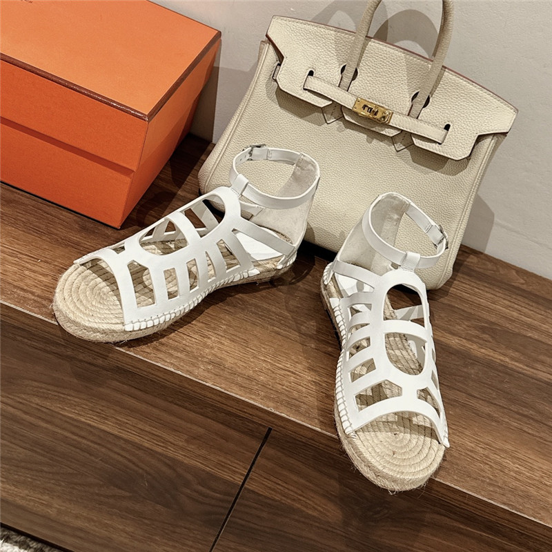 Hermès cutout pig nose espadrille sandals