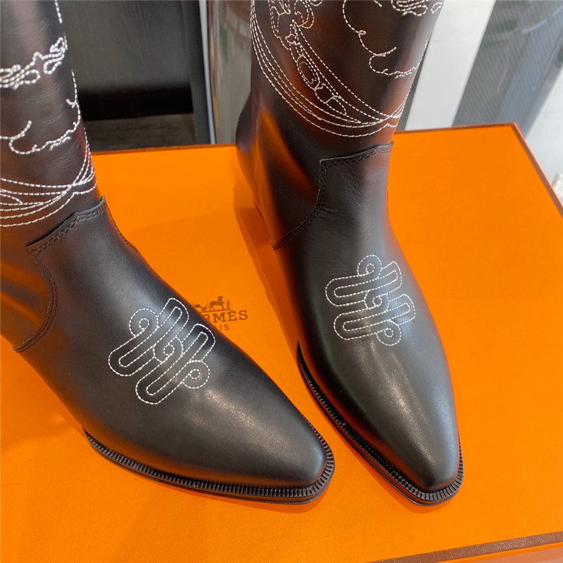 hermes embroidered long boots