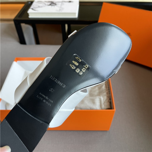 hermes H flat slippers