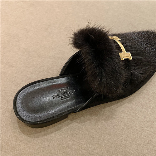 hermes sheepskin mink loafers