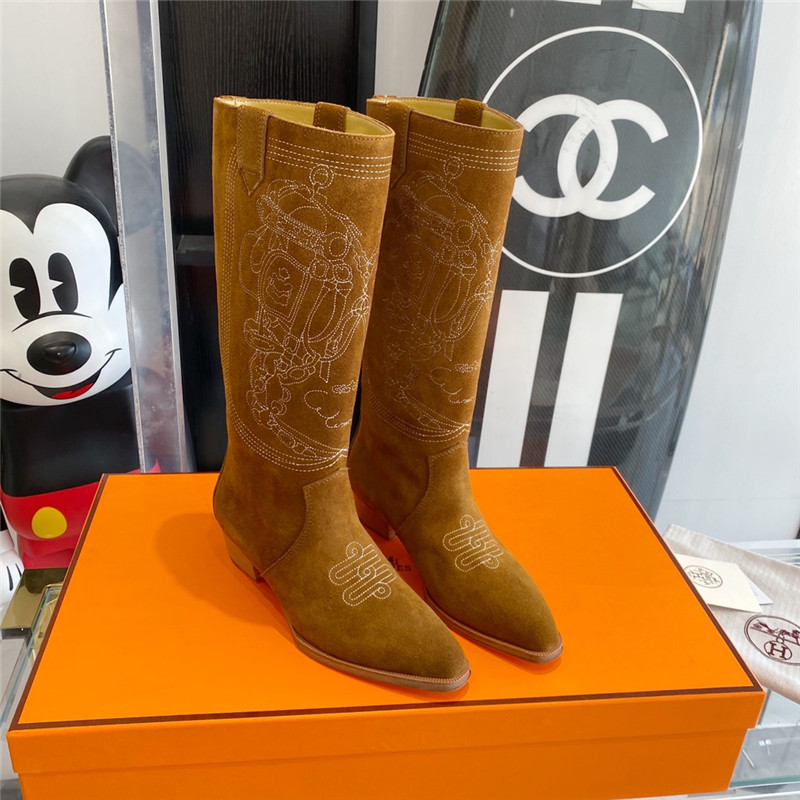 hermes embroidered long boots
