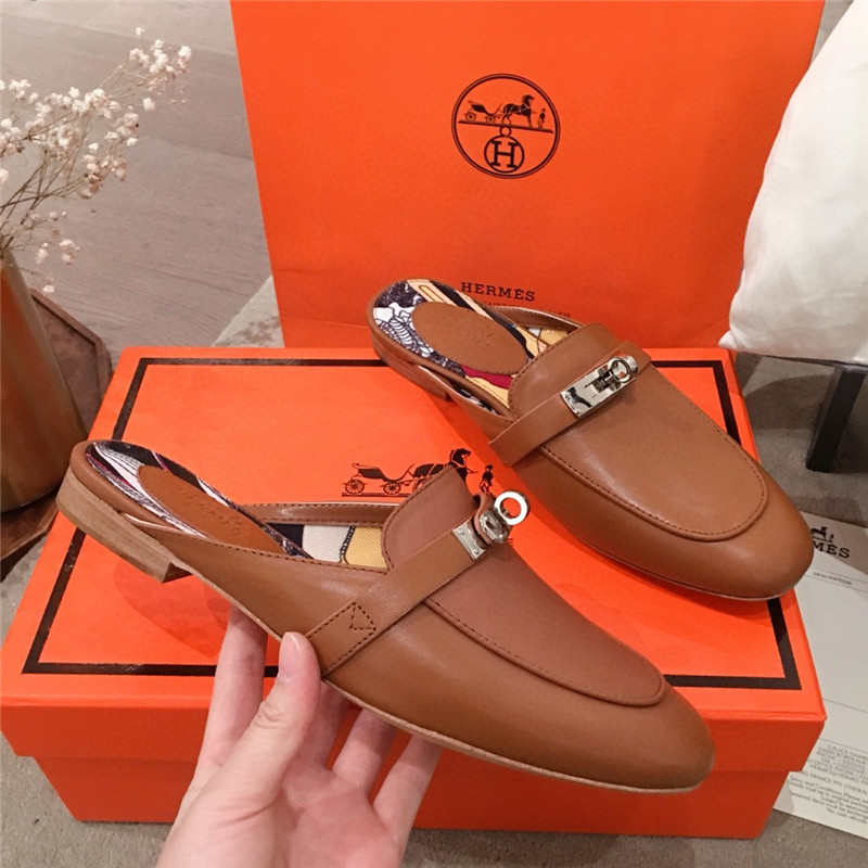 Hermes Kelly Buckle Half Slip Shoes