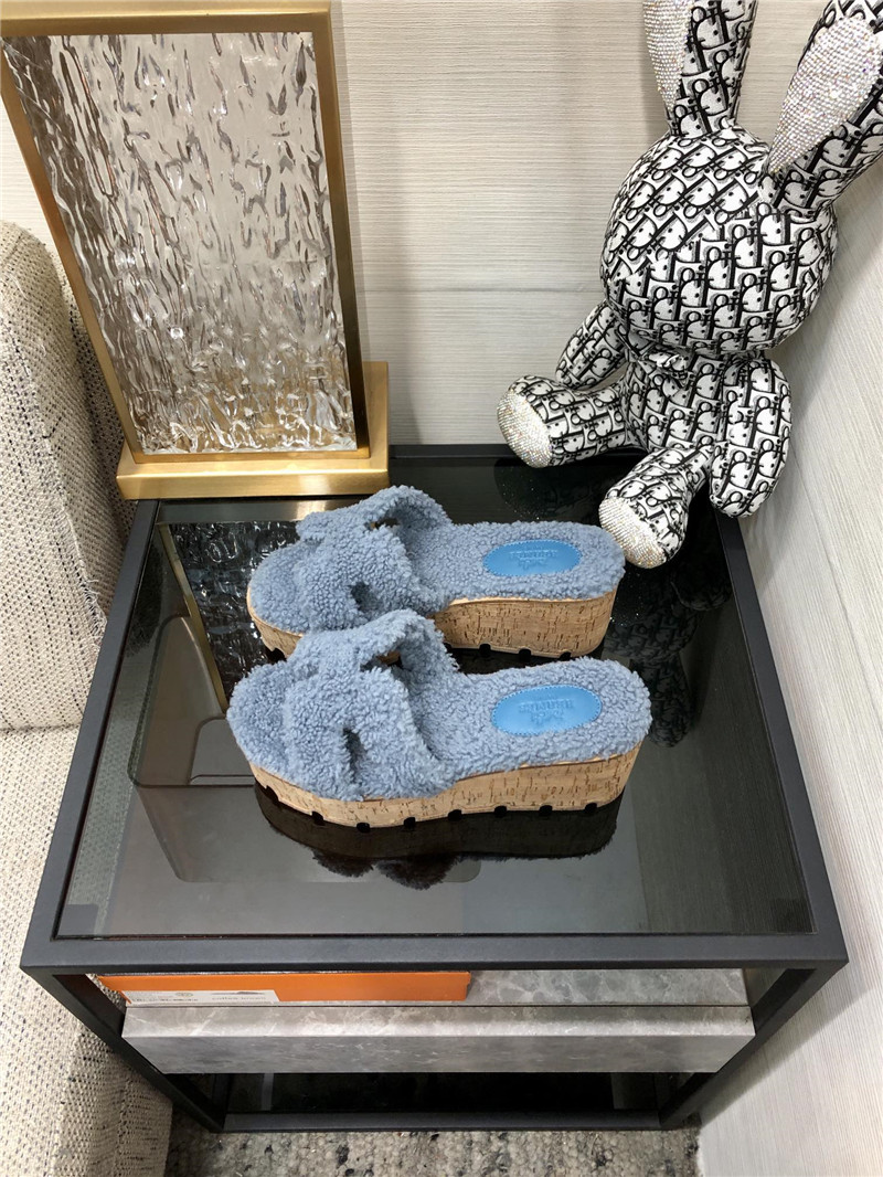Hermes Birkin Replica Teddy Fur Slippers
