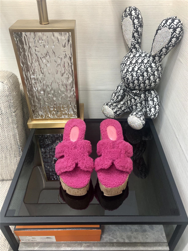 Hermes Birkin Replica Teddy Fur Slippers