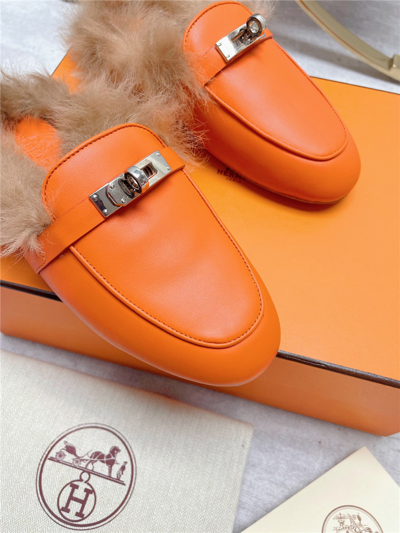 hermes classic wool slippers