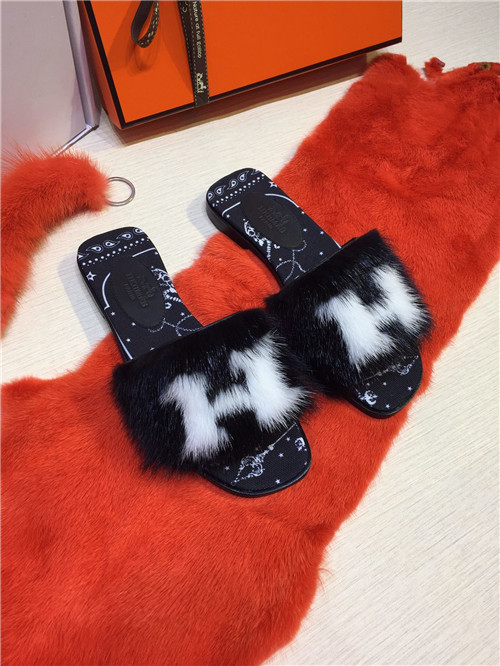 hermes mink slippers replica shoes