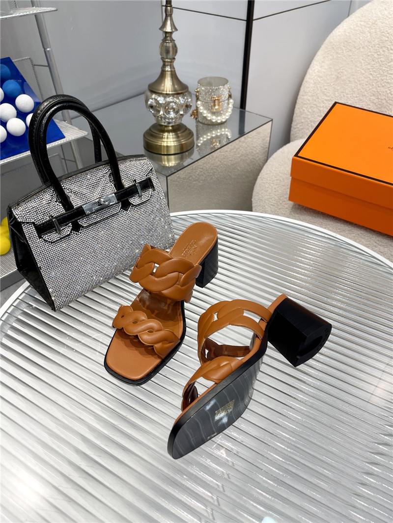 Hermès pig nose high heel sandals