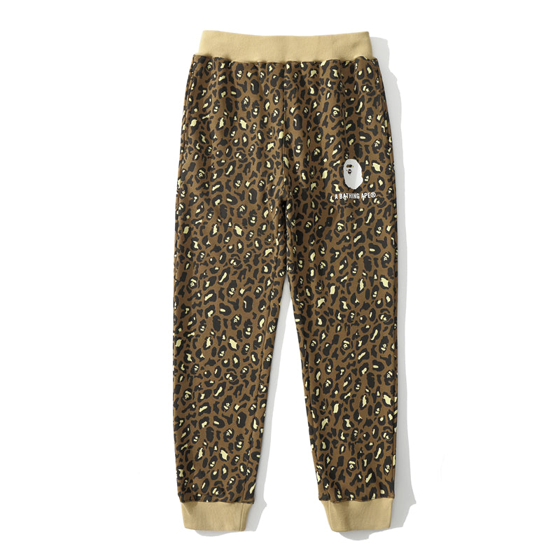 BAPE Leopard Track Pants Sweatpants Purple Khaki HDCP8789