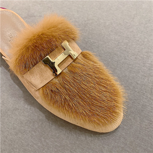 hermes sheepskin mink loafers