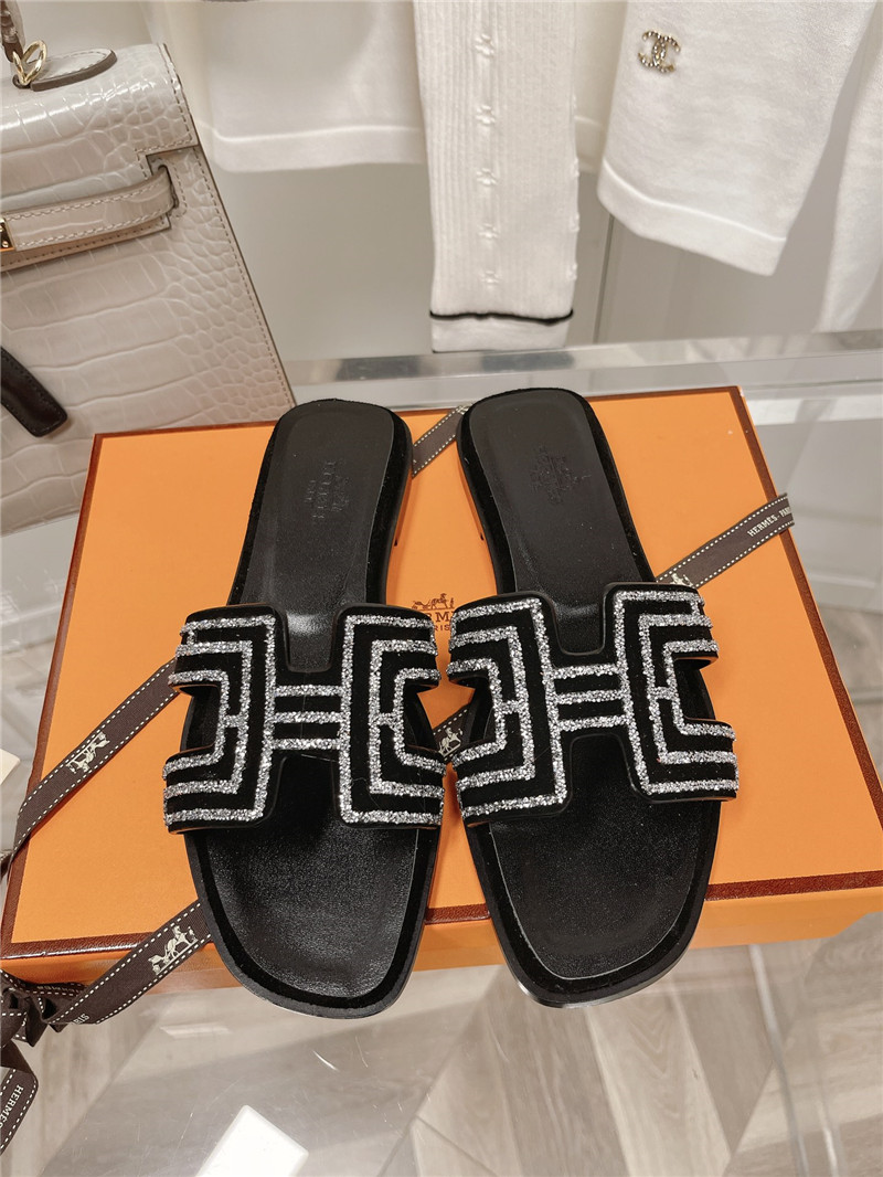 hermes flat sandals slippers