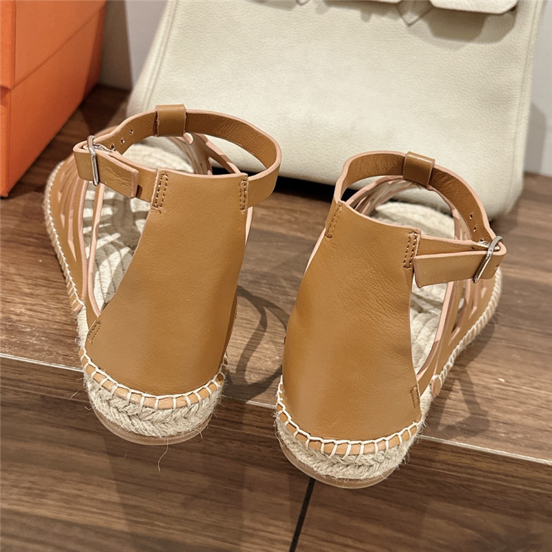 Hermès cutout pig nose espadrille sandals
