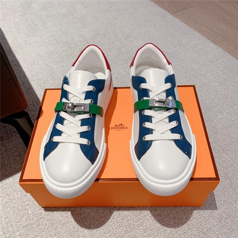 Hermès British retro design white shoes