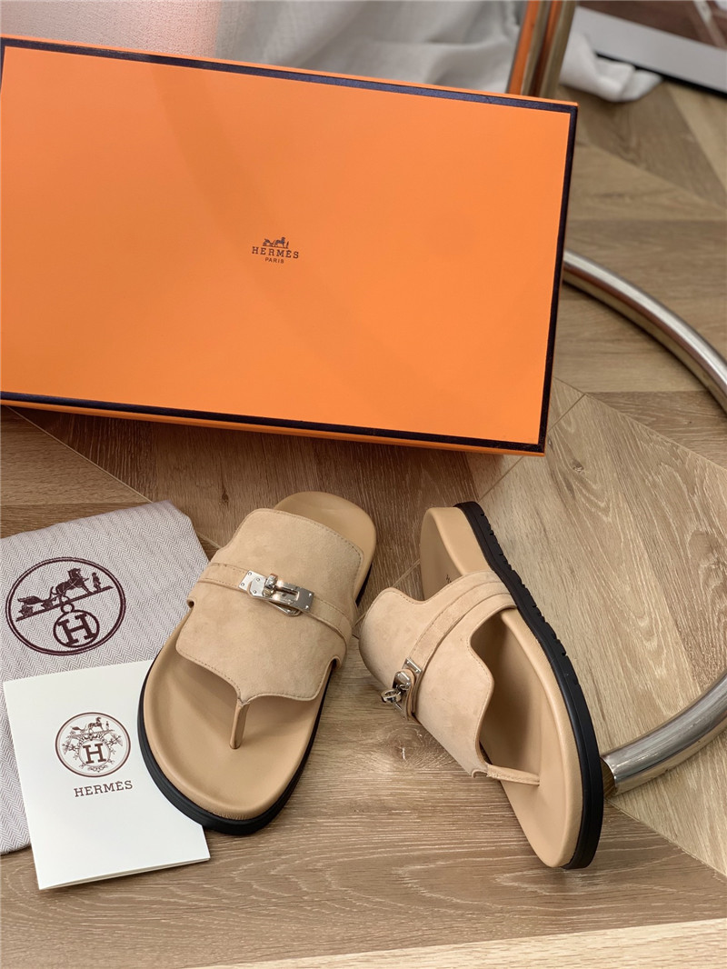 hermes Kelly buckle flip flops