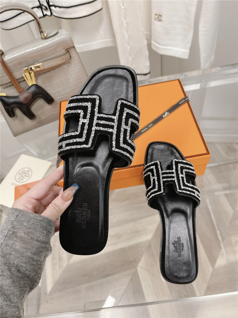 hermes flat sandals slippers