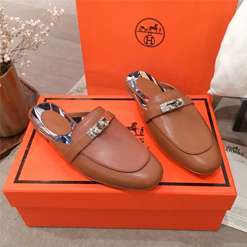 Hermes Kelly Buckle Half Slip Shoes