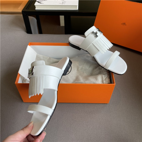 hermes H flat slippers