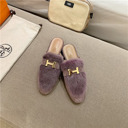 hermes sheepskin mink loafers