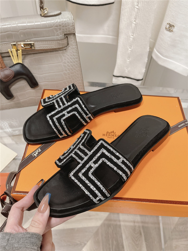 hermes flat sandals slippers