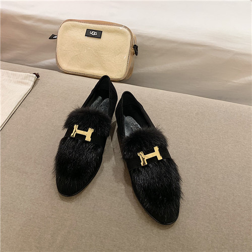 hermes sheepskin mink loafers