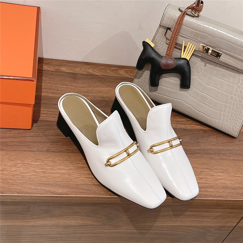hermes muller chunky heel slippers