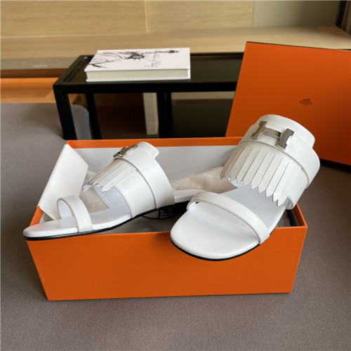 hermes H flat slippers