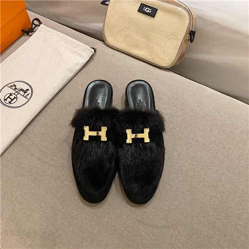 hermes sheepskin mink loafers