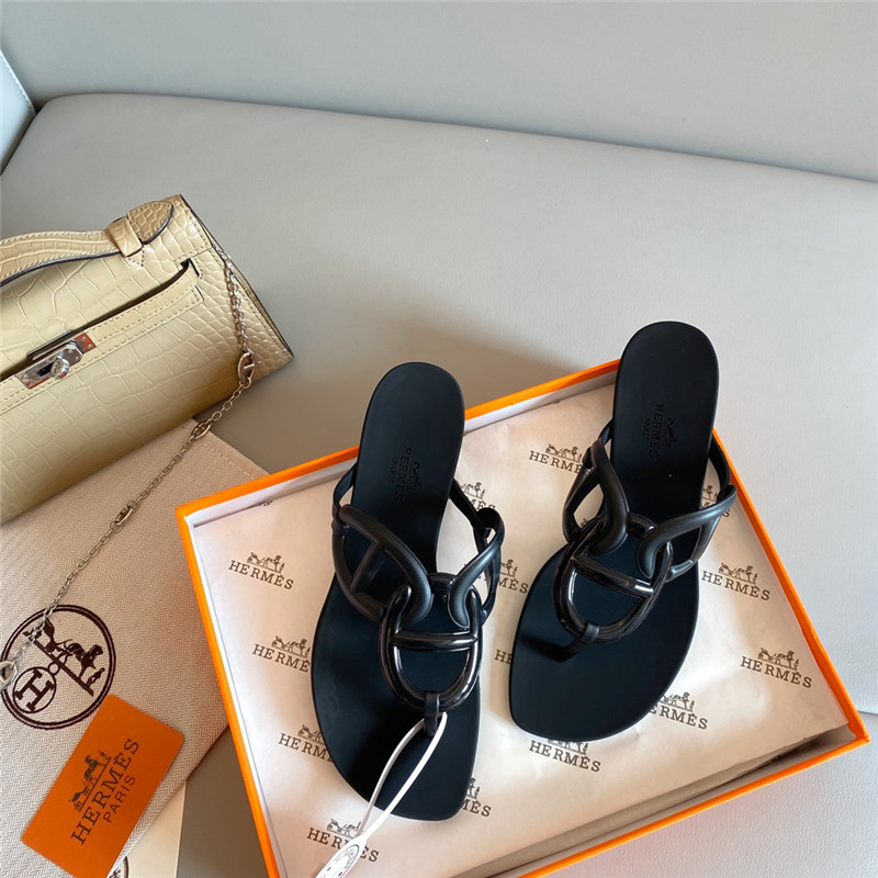 Hermès new pig nose chain flip flops