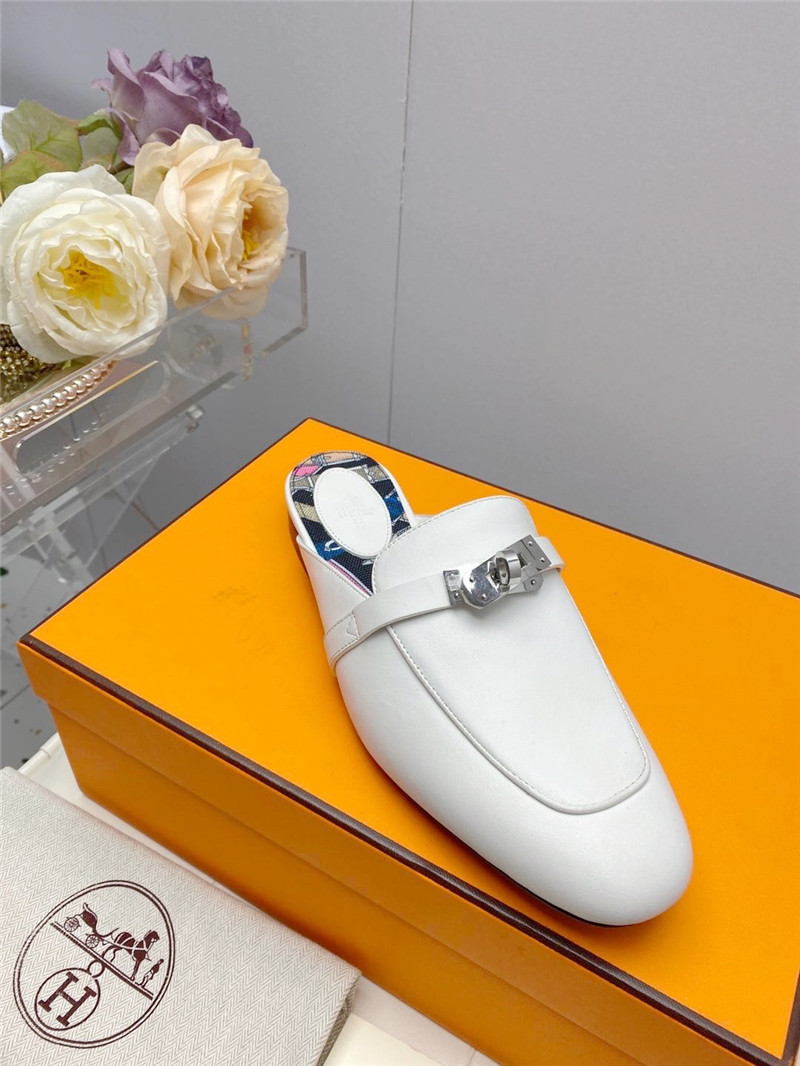 hermes kelly gold buckle slippers
