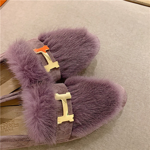 hermes sheepskin mink loafers