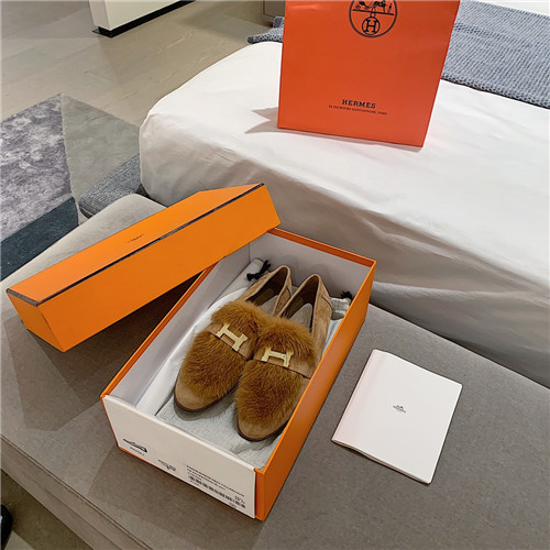 hermes sheepskin mink loafers