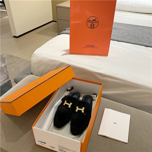 hermes sheepskin mink loafers