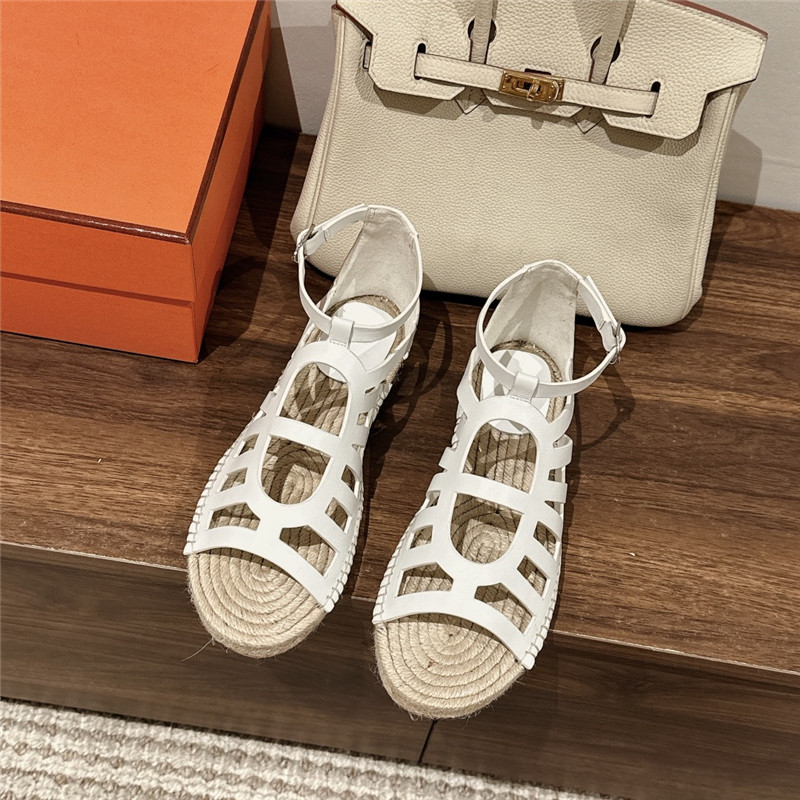 Hermès cutout pig nose espadrille sandals