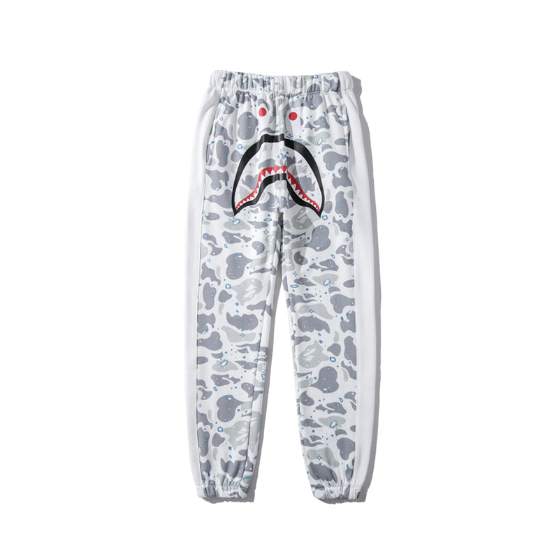 BAPE Shark Track Pants Sweatpants Black White HDCP8735