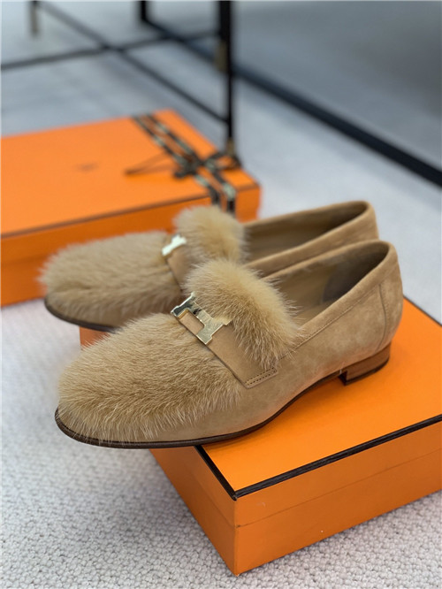 hermes mink loafers shoe