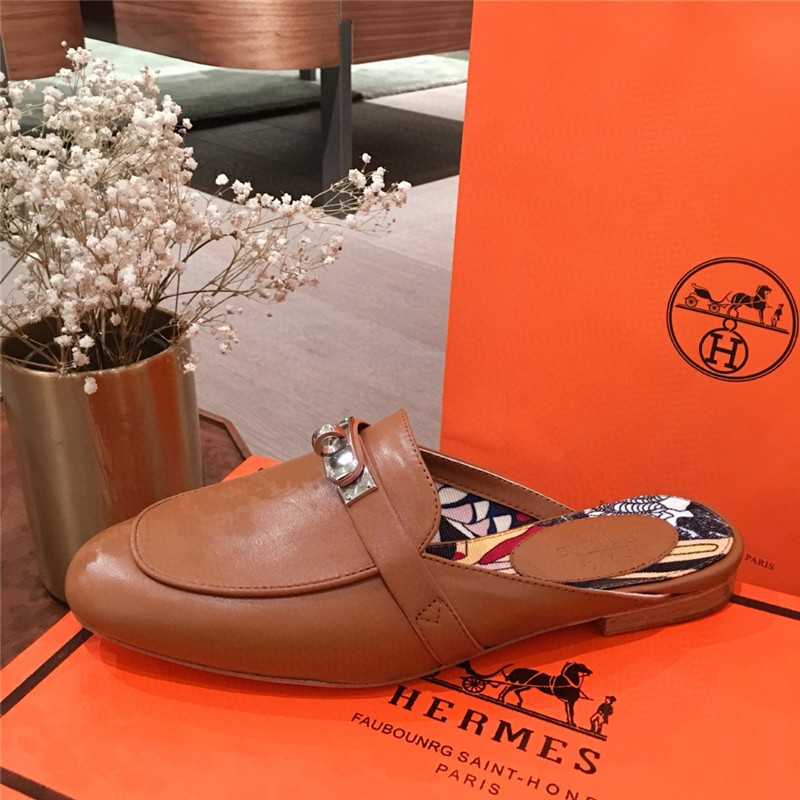 Hermes Kelly Buckle Half Slip Shoes
