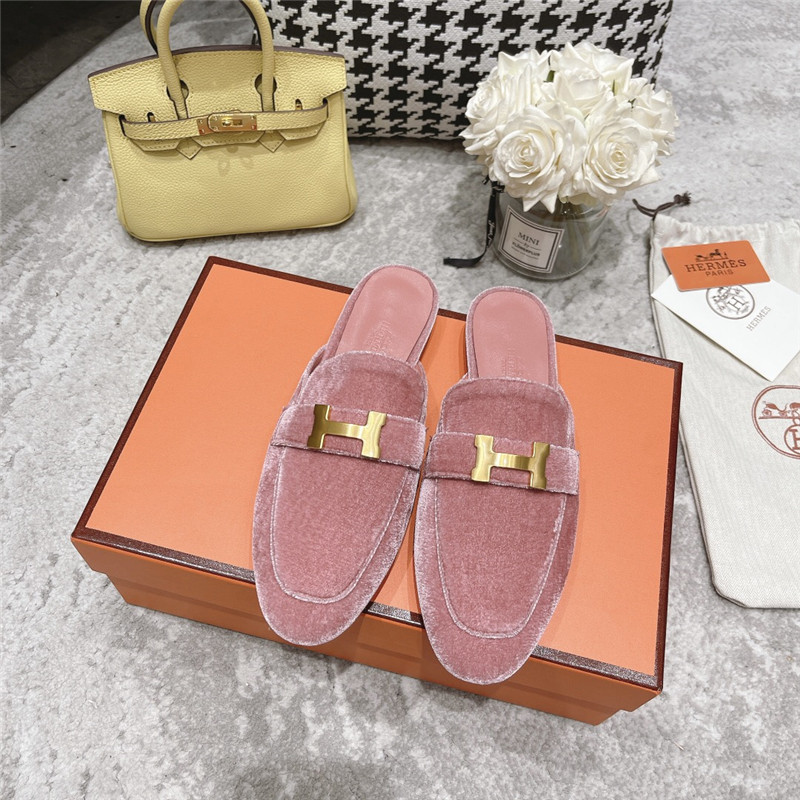 hermes H buckle classic slippers