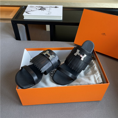 hermes H flat slippers
