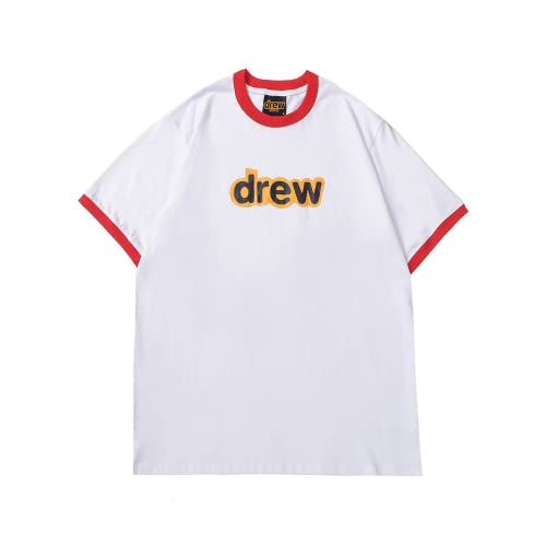 Drew red stroke white tee