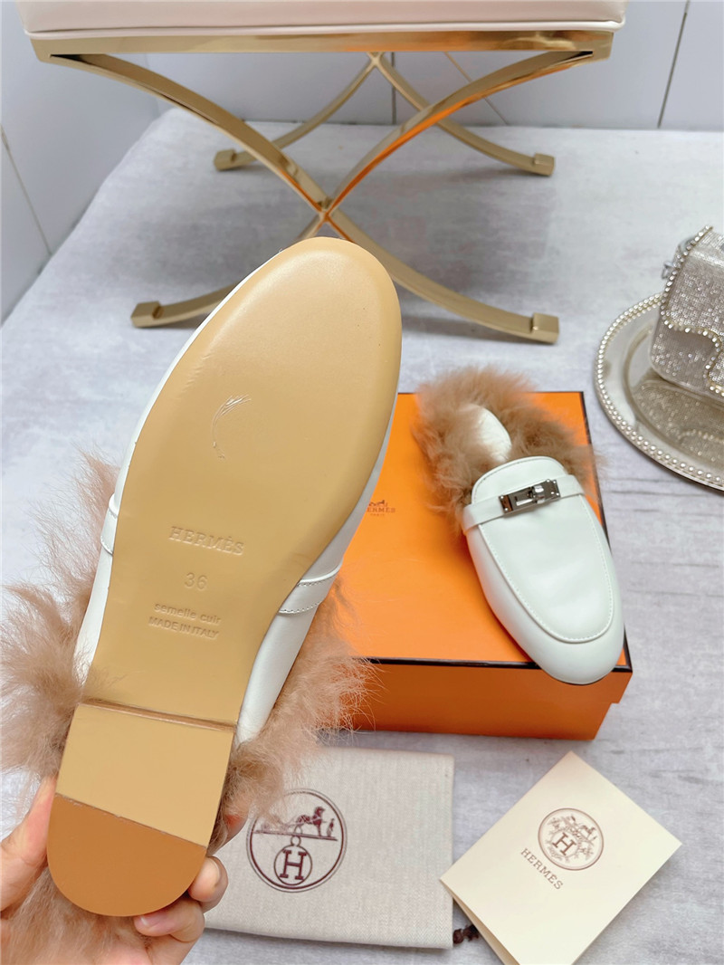 hermes classic wool slippers