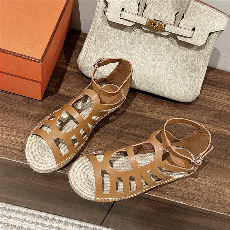 Hermès cutout pig nose espadrille sandals