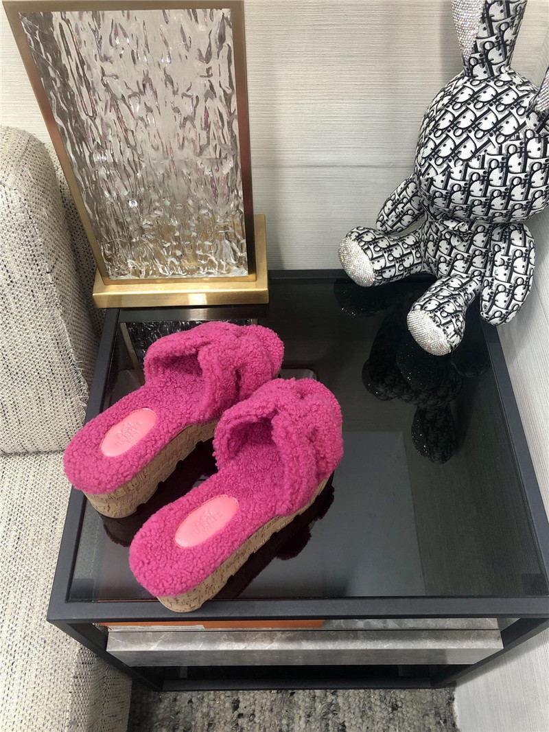 Hermes Birkin Replica Teddy Fur Slippers