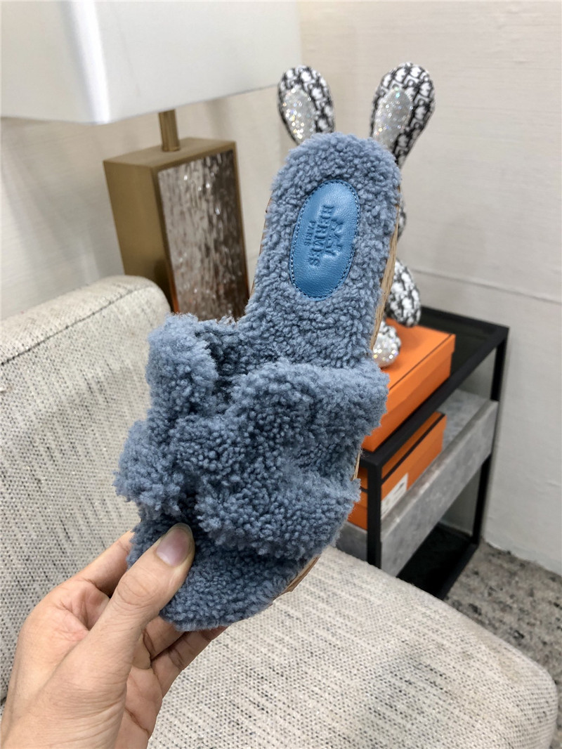 Hermes Birkin Replica Teddy Fur Slippers